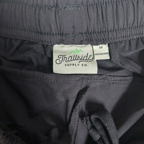 Trailside Black Pants M Softshell Zip‎ Pockets Elastic Waist Wind  Drawstring - Picture 10 of 10